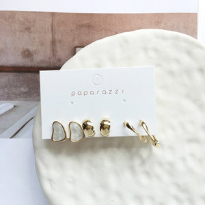 Delicate Jewelry 3 Sets Earrings Green Blue Pink Enamel Small stud Earrings Golden Jewelry