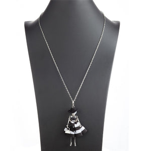 Black Hat Doll Necklaces Silver