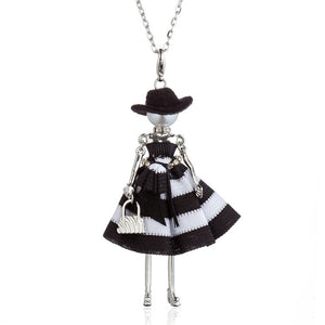 Black Hat Doll Necklaces Silver