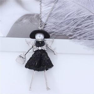 Black Hat Doll Necklaces Silver