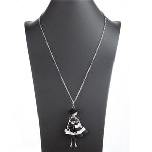 Black Hat Doll Necklaces Silver